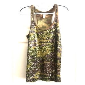 Lucky Brand XS Camo Sequin Tank